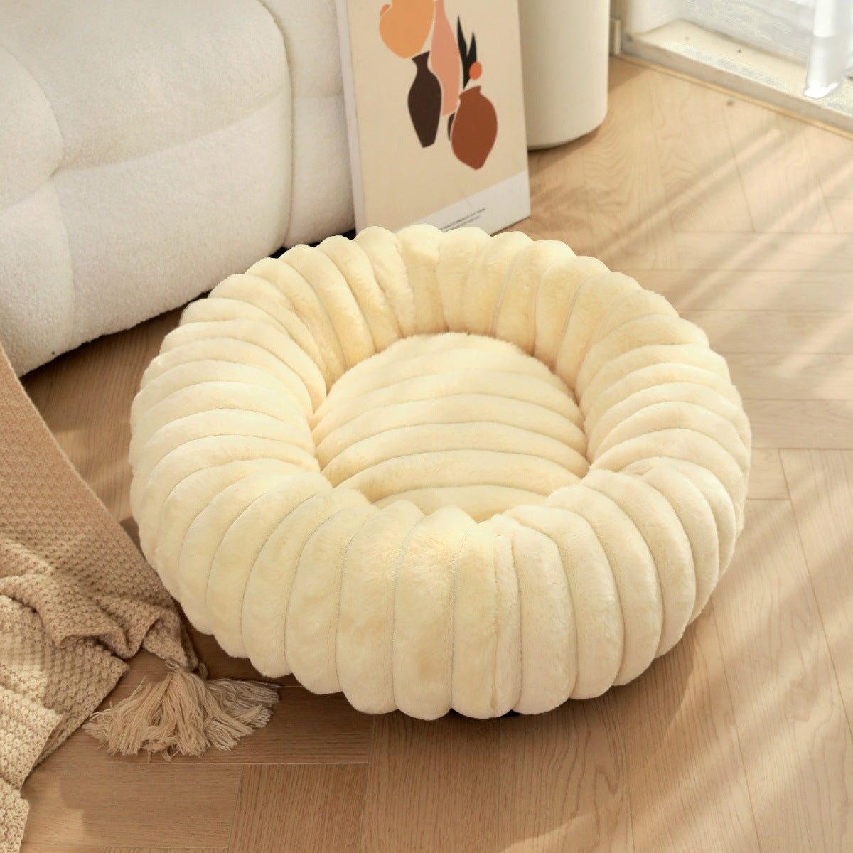 High Straight Rabbit Plush Pet Bed