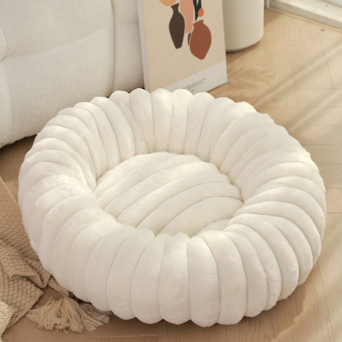 High Straight Rabbit Plush Pet Bed
