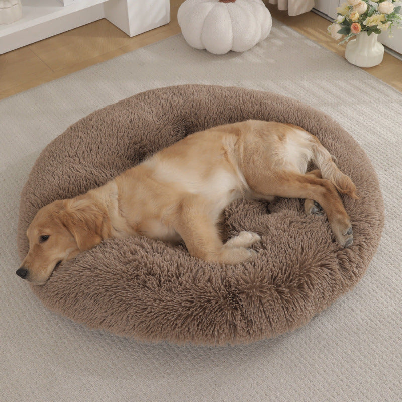 Round Pet Plush Warm Sleep Bed