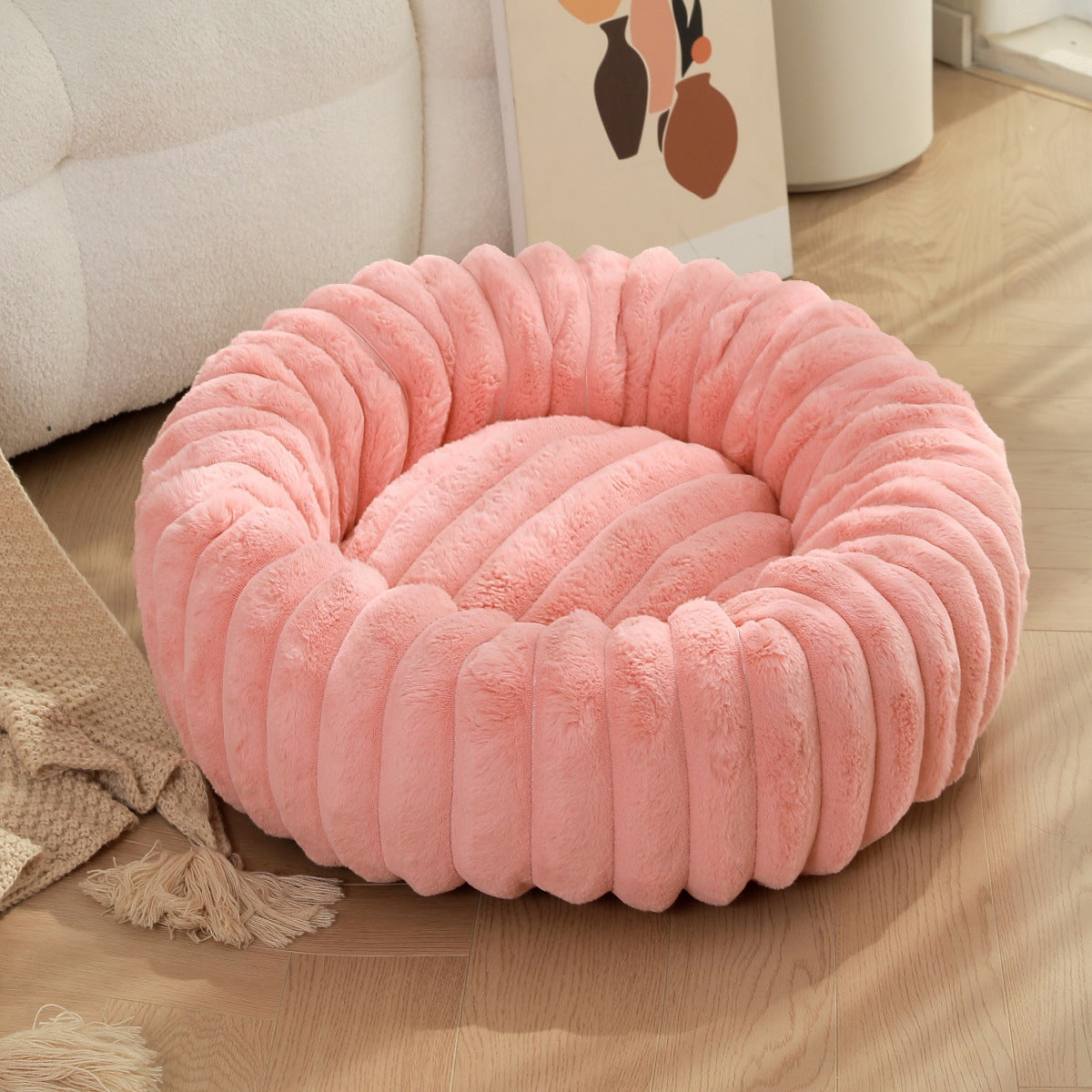 High Straight Rabbit Plush Pet Bed