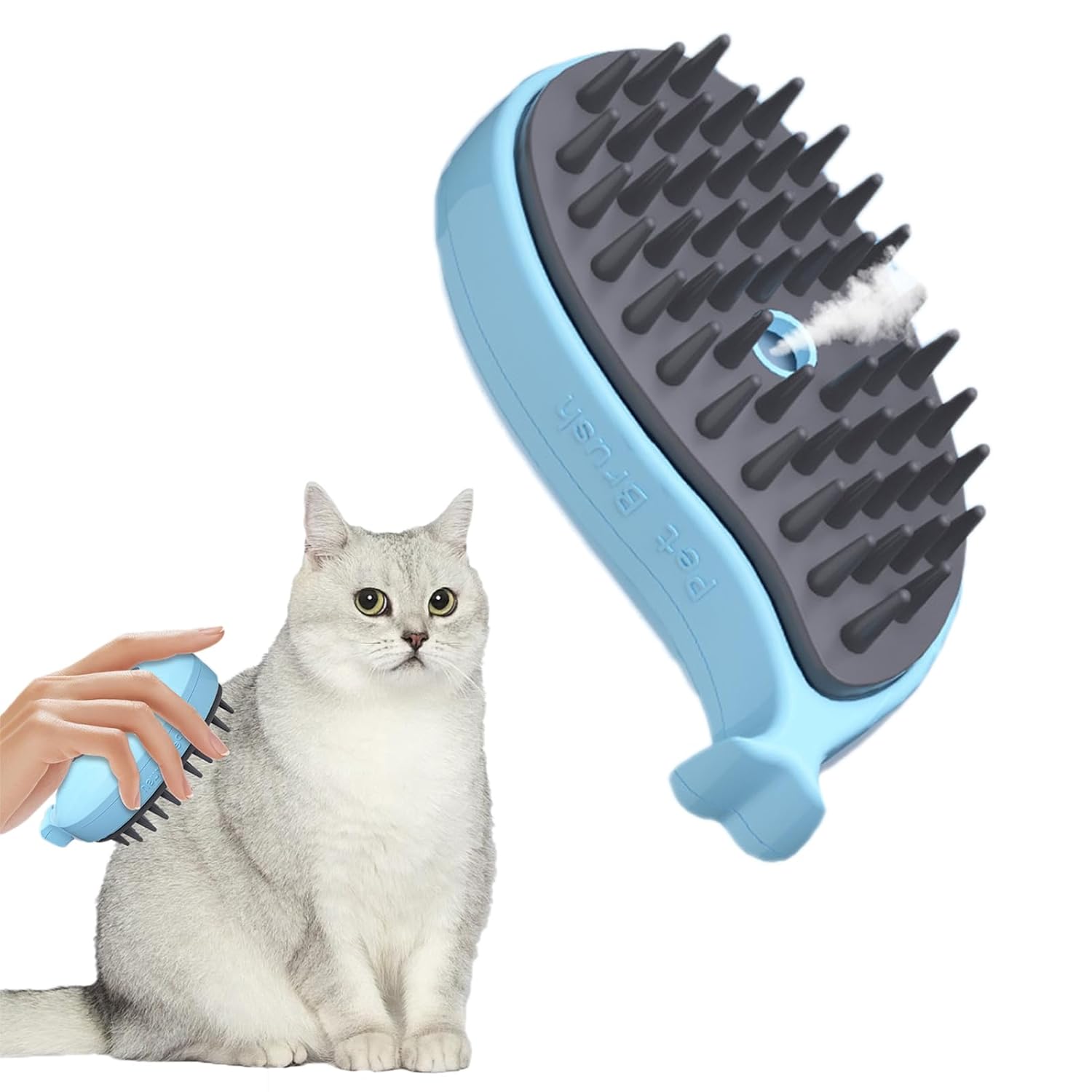 3-in-1 Whale-Shaped Cat Steam Brush