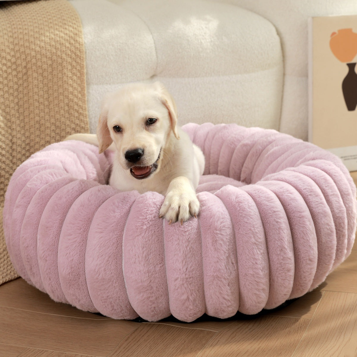 High Straight Rabbit Plush Pet Bed